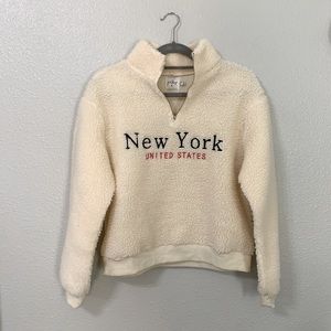 Princess Polly Sherpa New York Quarter Zip Pullover